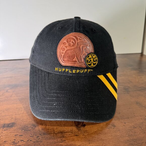 Hufflepuff Wizarding World Of Harry Potter Black Strapback Hat Cap - Picture 1 of 6